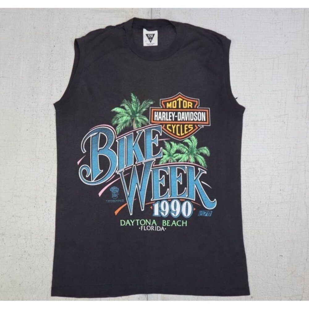 Vintage Daytona Beach Bike Week Shirt Harley Davidson 1990s USA Sleeveless L